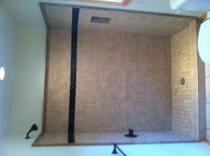 New Tile Shower in place of the old fiberglass tub/shower